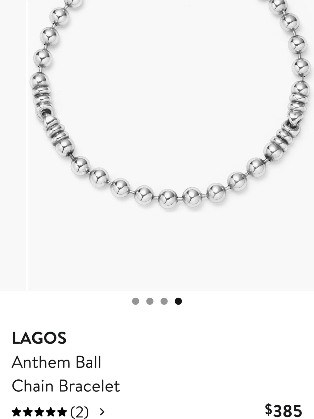 LAGOS Polished Silver Ball Chain Bracelet